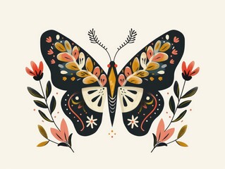 Wall Mural - butterfly on white background