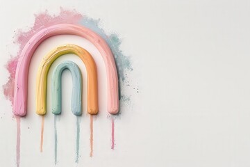 Wall Mural - Hand-drawn rainbow with grunge effect, colorful wax pastel scribble, isolated on white, crayon art, clipping path
