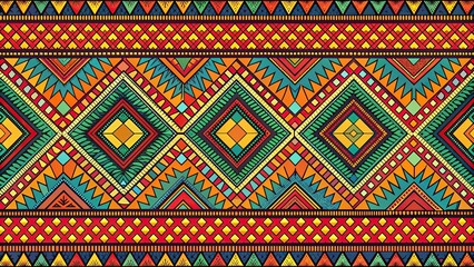 Wall Mural - Geometrical seamless Papua pattern with vibrant colors, Papua, geometric, seamless, colorful, design, texture, background
