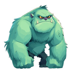 Wall Mural - Green gorilla monster cute character design