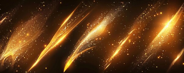 Poster - abstract golden light streaks on a dark background, creating a dynamic and festive effect, perfect f