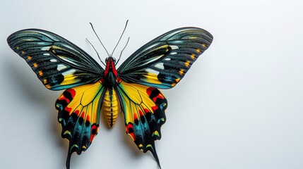 Wall Mural - Colorful Butterfly on a White Background