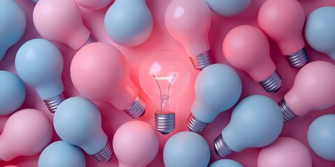 Wall Mural - pastel lightbulbs symbolizing creativity, innovation, and critical thinking in soft hues. concept cr