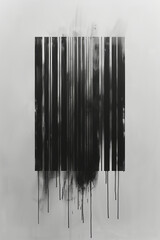 Poster - Minimalist depiction of a single barcode on a plain background, symbolizing the digital era,