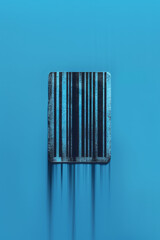 Poster - Minimalist depiction of a single barcode on a plain background, symbolizing the digital era,