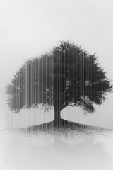 Poster - Minimalist representation of a barcode tree with branches made of barcode lines,