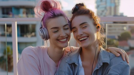 Canvas Print - The Friends with Headphones