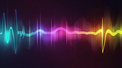 Wall Mural - A colorful wave of sound with a purple line in the middle