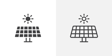 Solar panel icon symbol collection on white background.