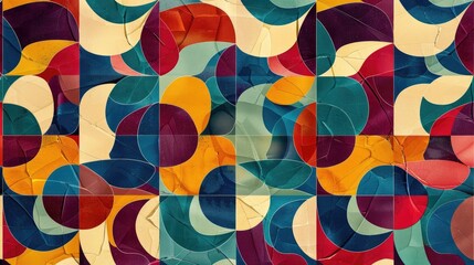 Sticker - Geometric retro design for wallpaper and decoration with abstract mosaic patterns