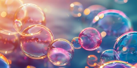 Canvas Print - A colorful image of many bubbles floating in the air