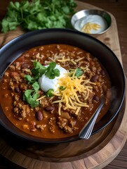 Traditional Mexican Chili Con Carne, featuring hearty minced meat and tender red beans simmered in a rich, flavorful sauce.