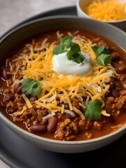 Traditional Mexican Chili Con Carne, featuring hearty minced meat and tender red beans simmered in a rich, flavorful sauce.