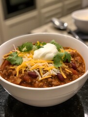 Traditional Mexican Chili Con Carne, featuring hearty minced meat and tender red beans simmered in a rich, flavorful sauce.