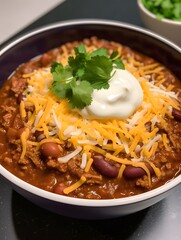 Traditional Mexican Chili Con Carne, featuring hearty minced meat and tender red beans simmered in a rich, flavorful sauce.