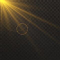 Poster - Vector transparent sunlight special lens flare light effect. Lens flare light effect. Sun flash with warm rays and spotlight. Isolated star burst in sky