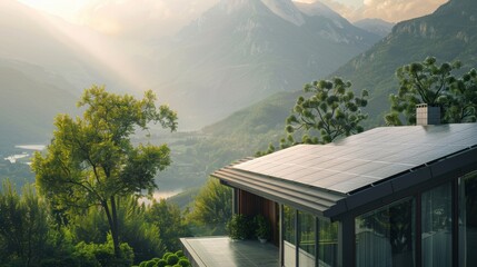 Poster - A house with a solar panel on the roof