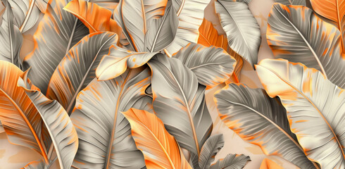 wallpaper with large leaves of banana trees, 