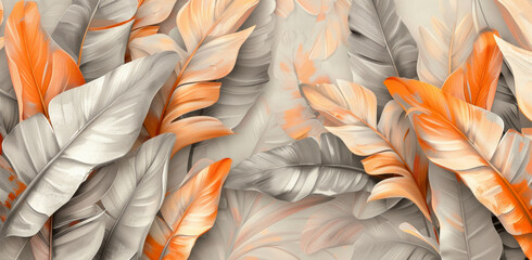 wallpaper with large leaves of banana trees, 