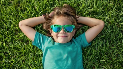 Canvas Print - The boy in green sunglasses.