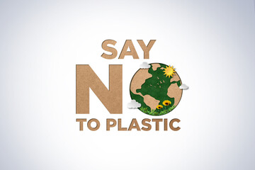 Wall Mural - Say NO to plastic slogan with ecology concept  