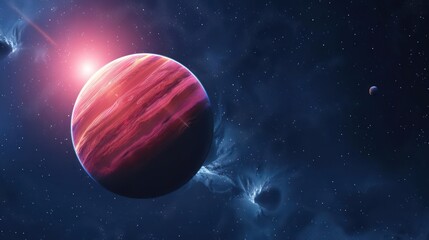 Wall Mural - a bright, mysterious rogue planet with unusual features.,majestic astronomical image of galaxy unive