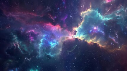 Wall Mural - a bright, mysterious stellar nursery with vibrant colors.,majestic astronomical image of galaxy univ