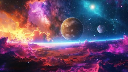 Wall Mural - a bright, mysterious stellar nursery with vibrant colors.,majestic astronomical image of galaxy univ