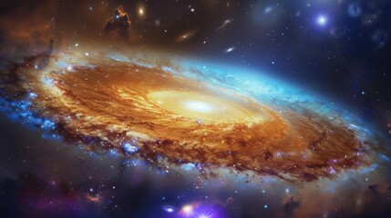 Wall Mural - a colorful galaxy with a bright, unusual central bulge.,majestic astronomical image of galaxy univer