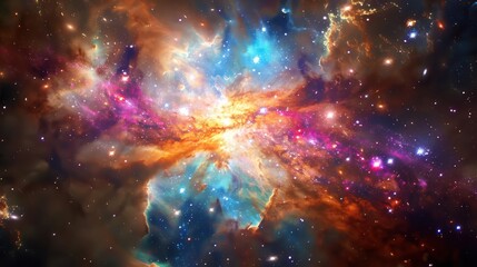 Wall Mural - a colorful galaxy with a bright, unusual central bulge.,majestic astronomical image of galaxy univer