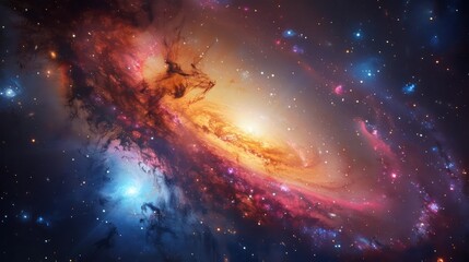 Wall Mural - a colorful galaxy with an unusual, bright central core.,majestic astronomical image of galaxy univer