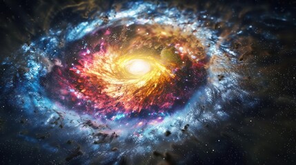Wall Mural - a colorful galaxy with a bright, unusual central bulge.,majestic astronomical image of galaxy univer
