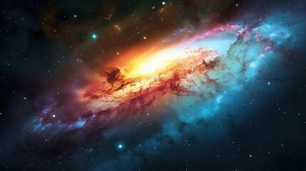 Wall Mural - a colorful galaxy with an unusual, bright central core.,majestic astronomical image of galaxy univer