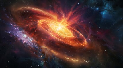Wall Mural - a colorful galaxy with an unusual, bright central core.,majestic astronomical image of galaxy univer