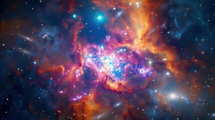 Wall Mural - a colorful galaxy with an unusual, bright central core.,majestic astronomical image of galaxy univer