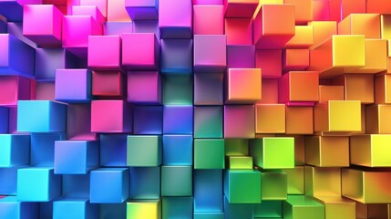 Wall Mural - Abstract Rainbow Cube Wall