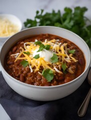 Traditional Mexican Chili Con Carne, featuring hearty minced meat and tender red beans simmered in a rich, flavorful sauce.