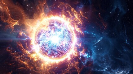 Wall Mural - a bright, mysterious magnetar with intense magnetic fields.,majestic astronomical image of galaxy un