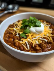 Traditional Mexican Chili Con Carne, featuring hearty minced meat and tender red beans simmered in a rich, flavorful sauce.