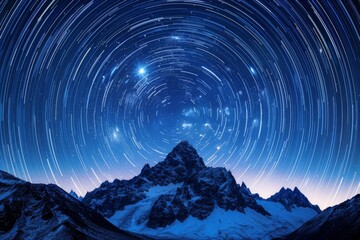 Sticker - Starry Sky Over Snowy Mountain Peaks