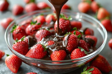 Wall Mural - Strawberries with Melted Chocolate