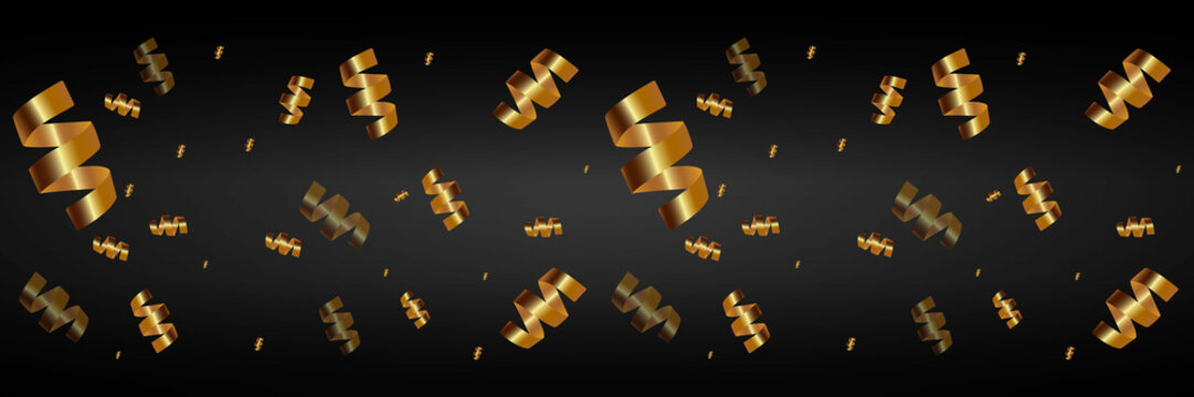 
Shiny gold streamers and confetti. illustration