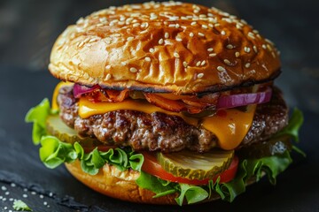 Wall Mural - Gourmet Cheeseburger with Toppings