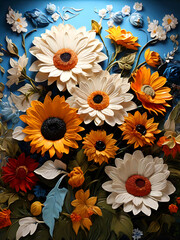 Wall Mural - Flowers of various colors mixed together.