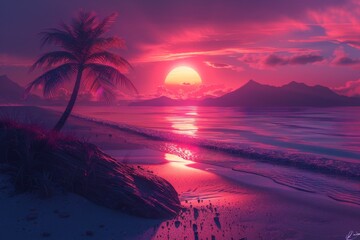 Wall Mural - Tropical Sunset Paradise