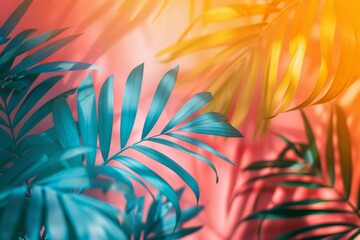 Poster - Colorful Tropical Leaves in Sunlight