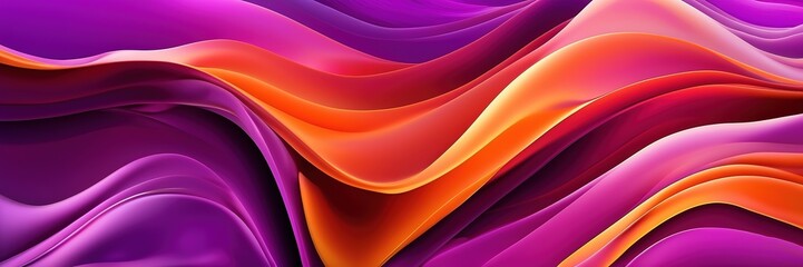 Poster - Abstract purple orange wavy wide background cover