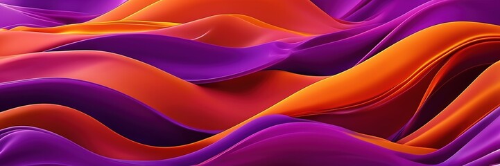 Poster - Abstract purple orange wavy wide background cover