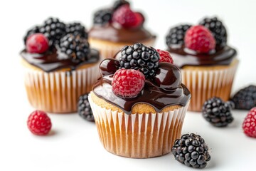 Wall Mural - Chocolate berry cupcakes