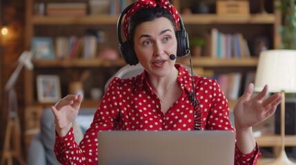 Sticker - The woman in red headset